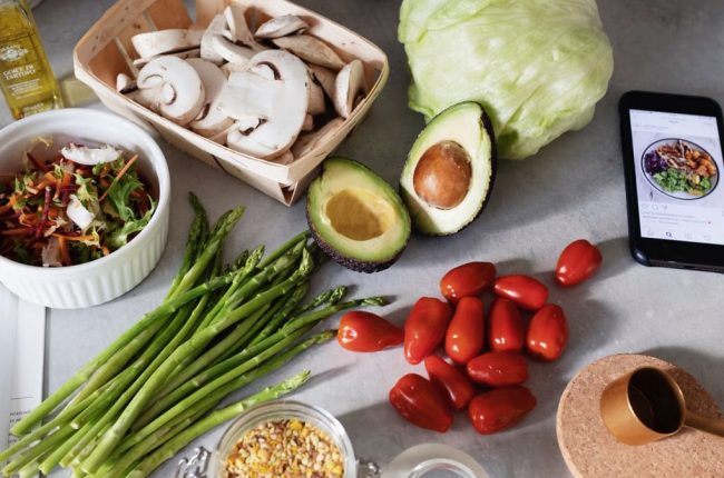 A fresh selection of vegetables and ingredients for preparing a nutritious meal.